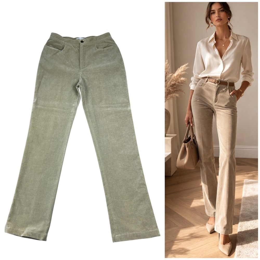 Max Mara Velvet Straight Leg Pants Size 10 High Rise Quiet Luxury Preppy Italy